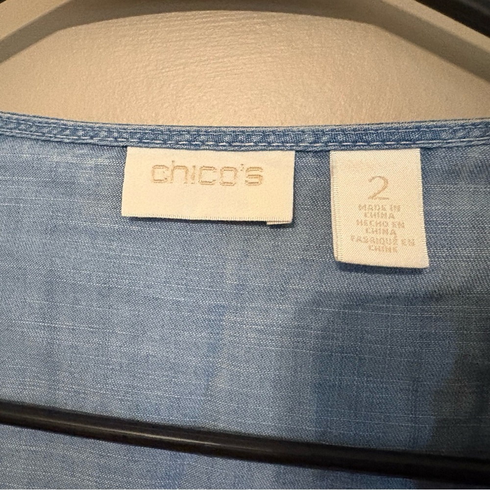 Chico’s Light Denim Open Cardigan with Pockets Chico Size 2 - Large (12) - Picture 4 of 8